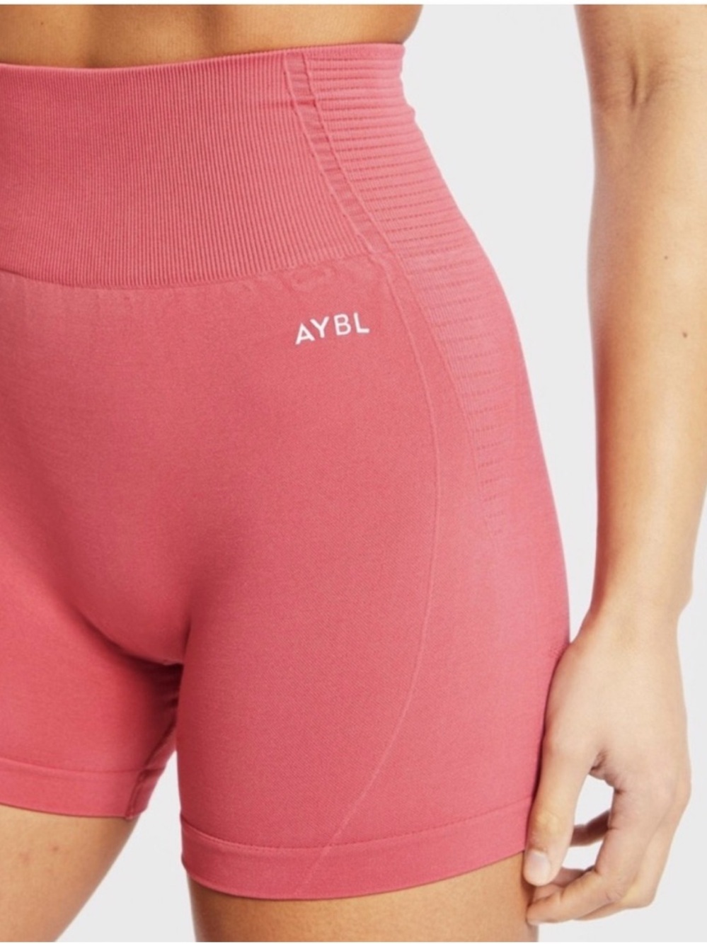 Gymshark Black Sports Bra + Aybl Pink High-Waist Seamless Shorts Set - Picture 2 of 5